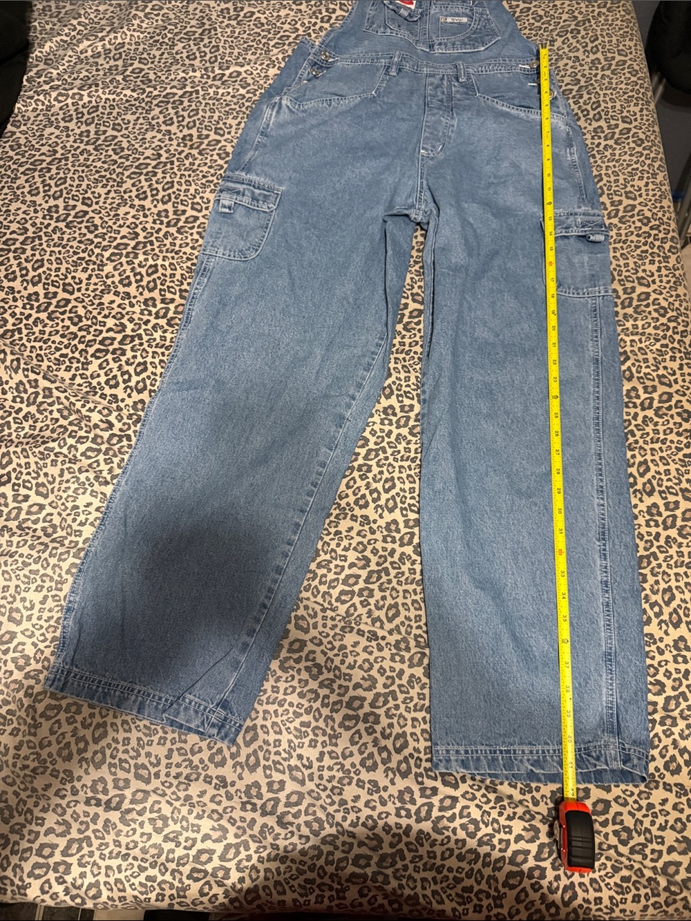 Vintage Revolt Clothing Co. Denim Cargo Overalls Size Large - Picture 7 of 11